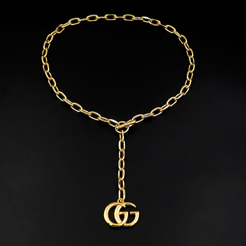 GEM151 New Arrive Silver and Gold Color Necklace Fashion Design Charm for Women Jewelry 45cm Long