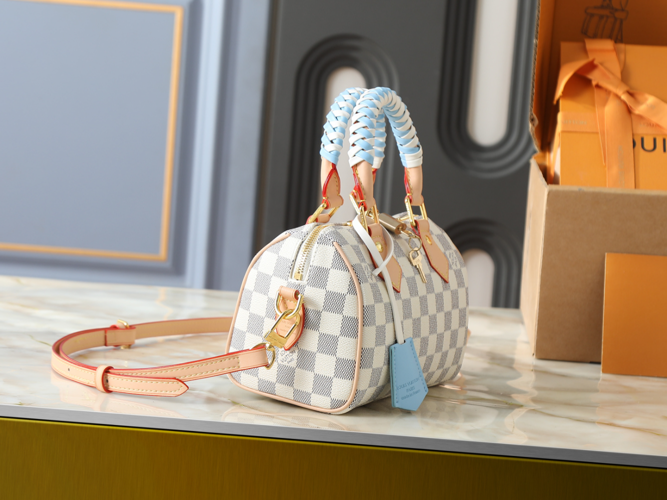 LEM505 New arrive fashion blue brown bag for woman beautiful gift to choose gift size to choose 20.5 x 13.5 x 12.0CM