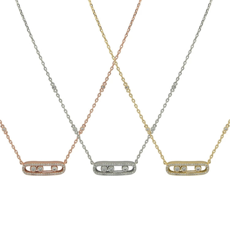 MEM23 New Fashion Titanium steel Necklace for Women gift Couples Cubic Zirconia Wedding Necklace