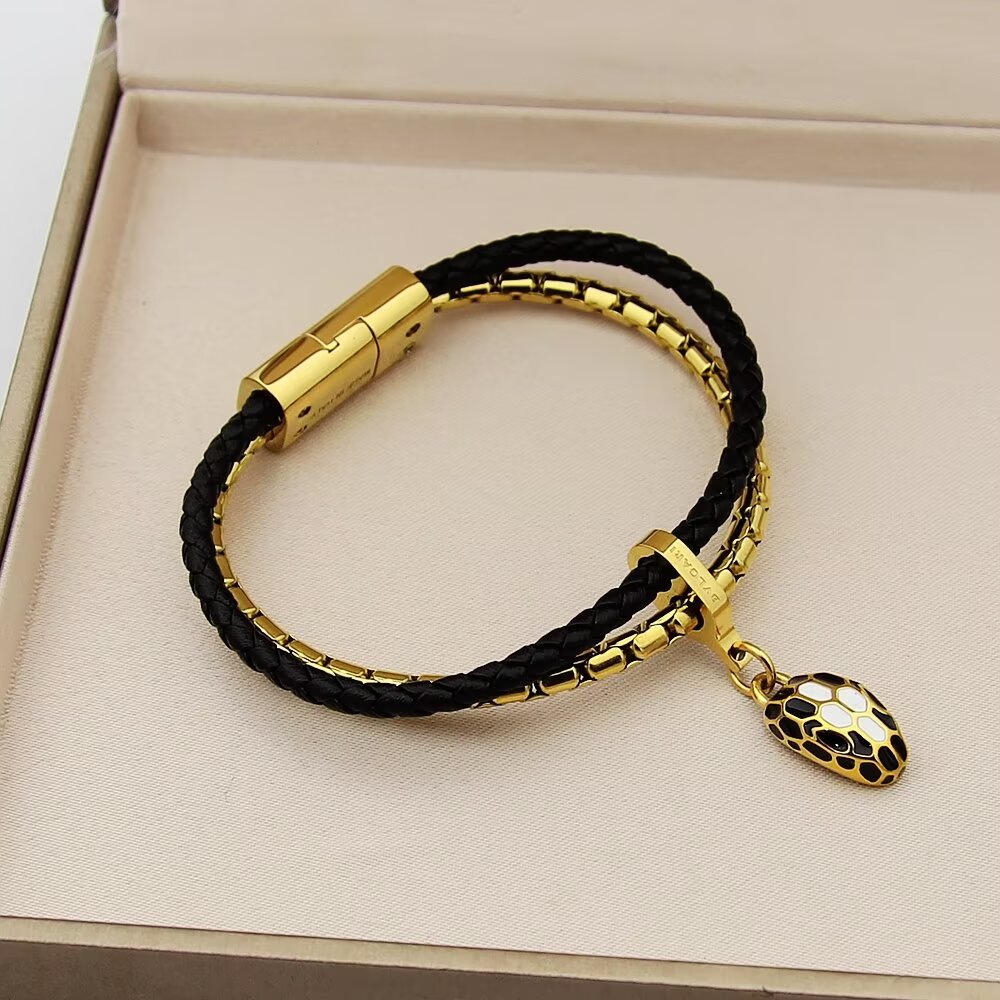 BEM30 Luxury Designer Jewelry Leather 18K Gold Plated Stainless steel women men Bracelets bangles Wedding Gifts