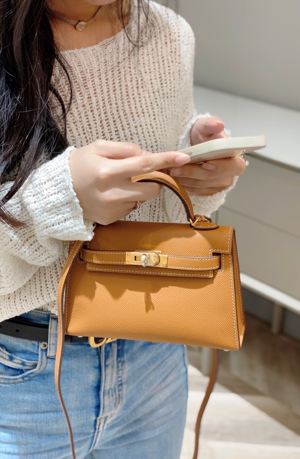 HEM92 TOP Original Top-grade original single-layer leather New Genuine Leather Women's Crossbody Stewardess 19CM