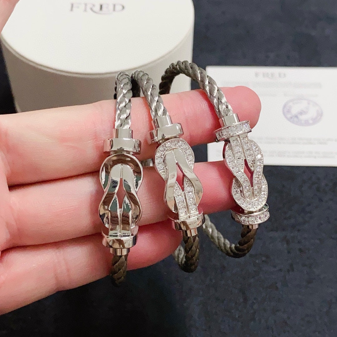 FEM20 designer bracelet luxury jewlery designer for women Fred Horseshoe buckle bracelet with stone and no stone and full of stone 3 styles