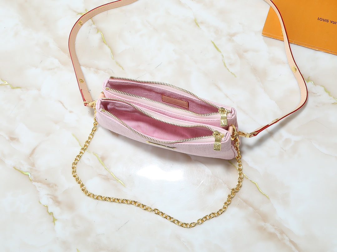 LEM249 Designer bag Classic pink Wallet Shoulder bag Date Code Handbag Purse 24.5 x 13.5 x 6.5cm