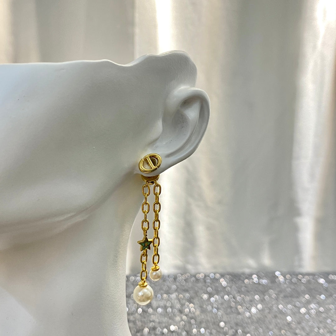 DEM243 New Arrive Fashion Hot Sale with Diamond Long Pearl Earring for Woman Jewelry To Choose