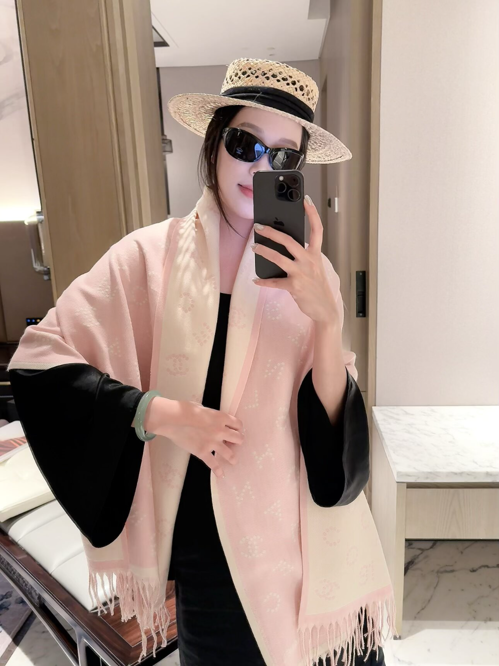 CEM483 new arrive Hot sale pink black color fashion beautiful scarf for woman gift to choose