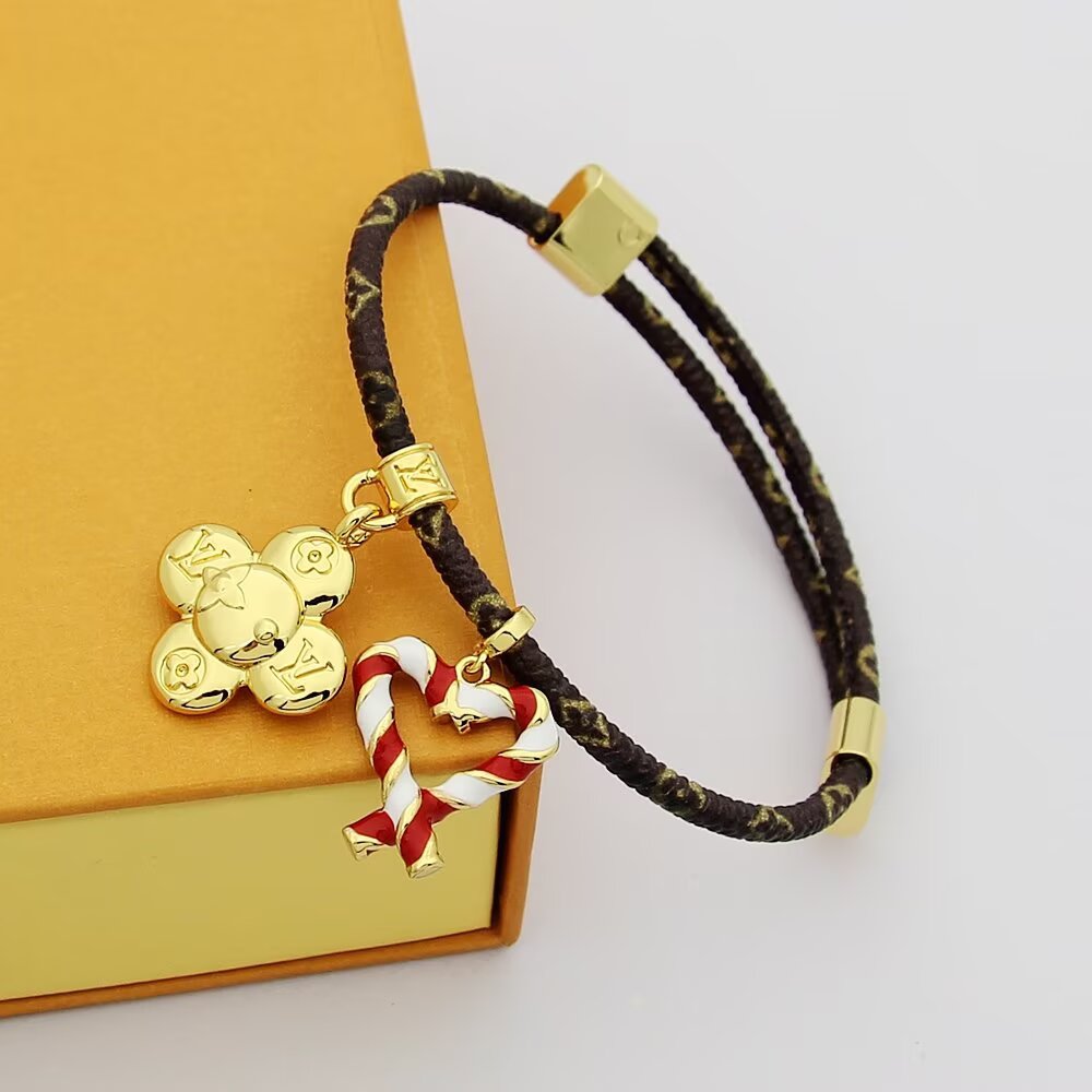 LEM263 Luxury Designer Jewelry Leather 18K Gold Plated Stainless steel Bracelet bangles gifts