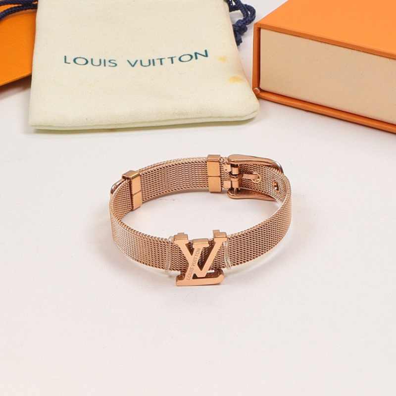 LEM403 New Fashion Open Flower Gold Color Bracelet Metal Letter Wristband Bracelet Couple Accessories for Woman
