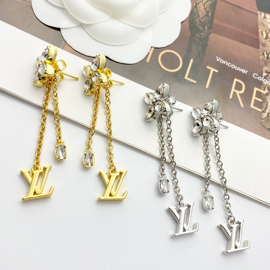 LEM395 New Arrive Fashion Gold Color Long Tassel letters Earring for Woman Jewelry Beautiful Jewelry To Choose Gift No with Box