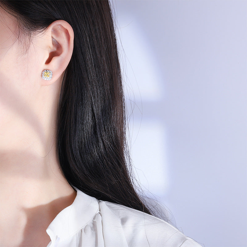 LEM74 New arrive Yellow Retro Simple Women's Stud Earrings for woman jewelry