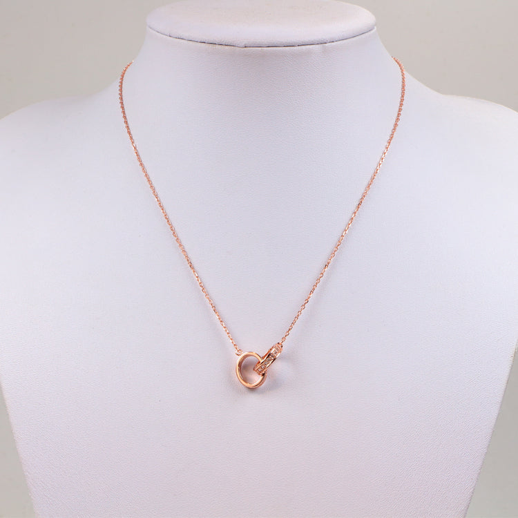 CN102 Hot sale Fashion Titanium Stainless Steel Wedding Necklace with diamond Bague Femme for woman gift