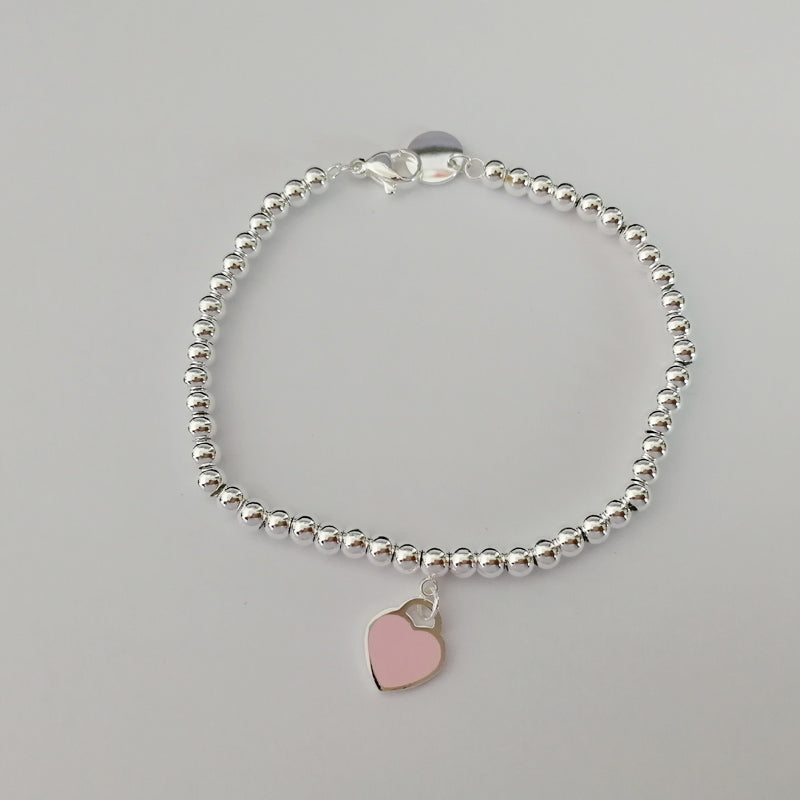 TB09 New Fashion Titanium steel Heart bracelet bangle for Women gift Couples Cubic Zirconia Wedding