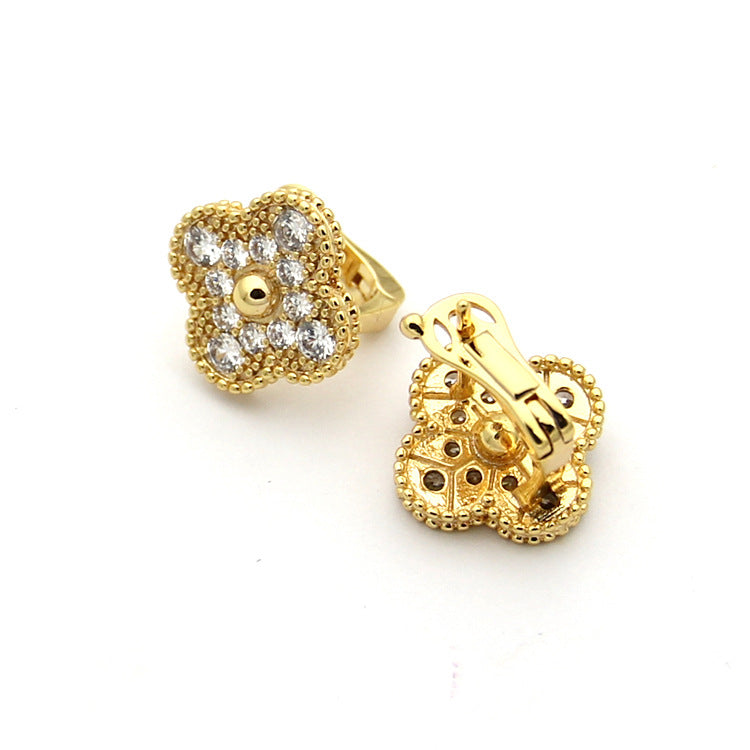 FY60 Fashion Stainless Steel Design Stud flower Earring Charm For Women Gold Earrings Jewelry
