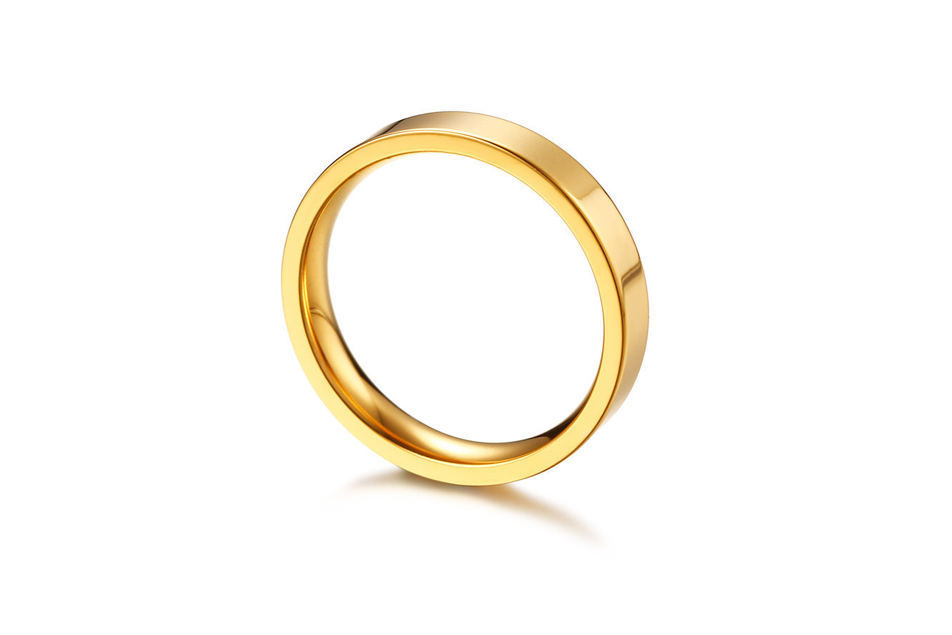 4MM New Stainless Steel Rose silver Gold Smooth surface Lover Rings for Women Men Couple Rings Brand Jewelry Wedding Gift