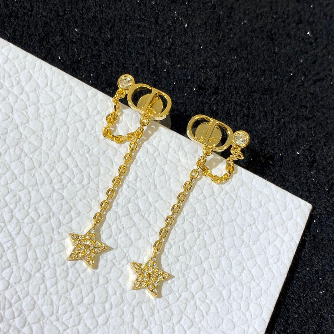 DEM16 New arrive fashion gold color long earring for woman jewelry beautiful jewelry no with box