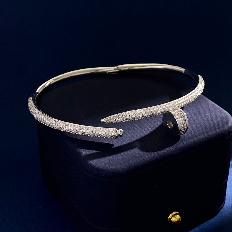 CREM09 Hot sale 316L Fashion Stainless Steel bracelet&bangle with full cz bangle for woman size