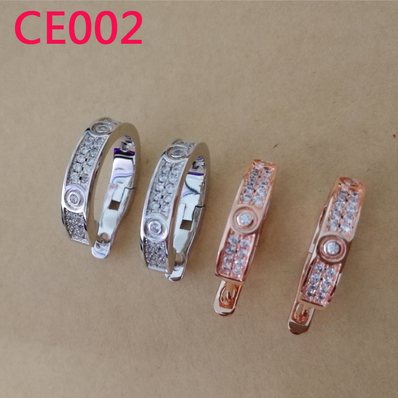 CE002 Fashion Stainless Steel Rose Gold Stone Design beautiful Earring Charm For Women Jewelry
