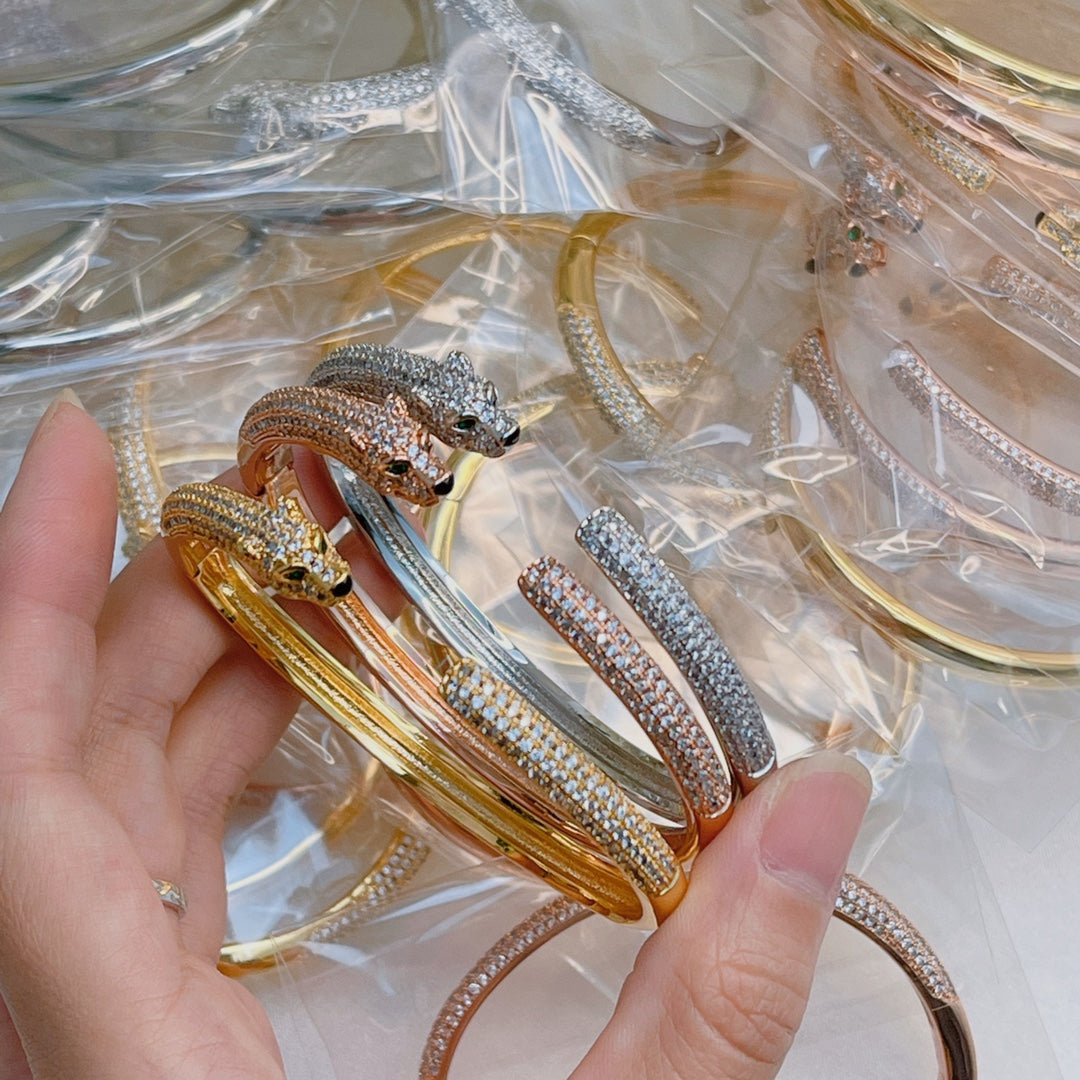 CREM15 New arrive fashion gold and silver 3 color full cz bangle for woman beautiful jewelry to choose gift