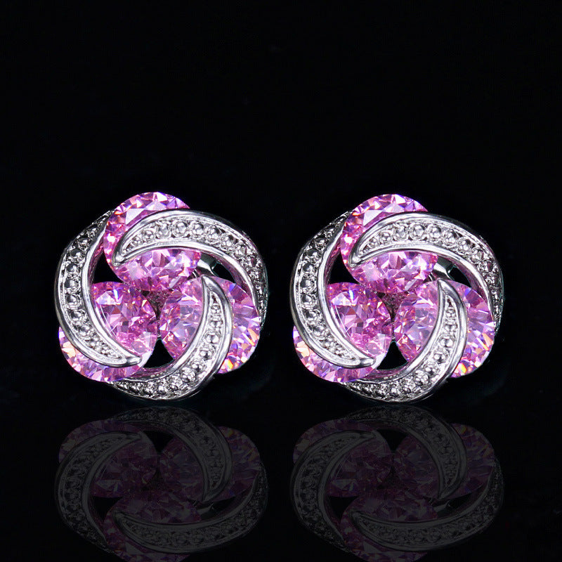 CEB01 Fine Three Leaf Windmill Mixed Color Earrings Lovely Earrings Anti Allergy Color Protection For Women Jewelry