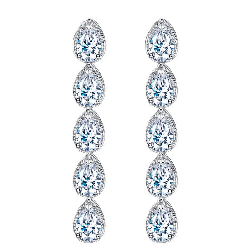 LEM53 Simple Fashion Earrings Long Water Earrings Luxury Super Glitter Crystal Beautiful Earrings For Women Jewelry