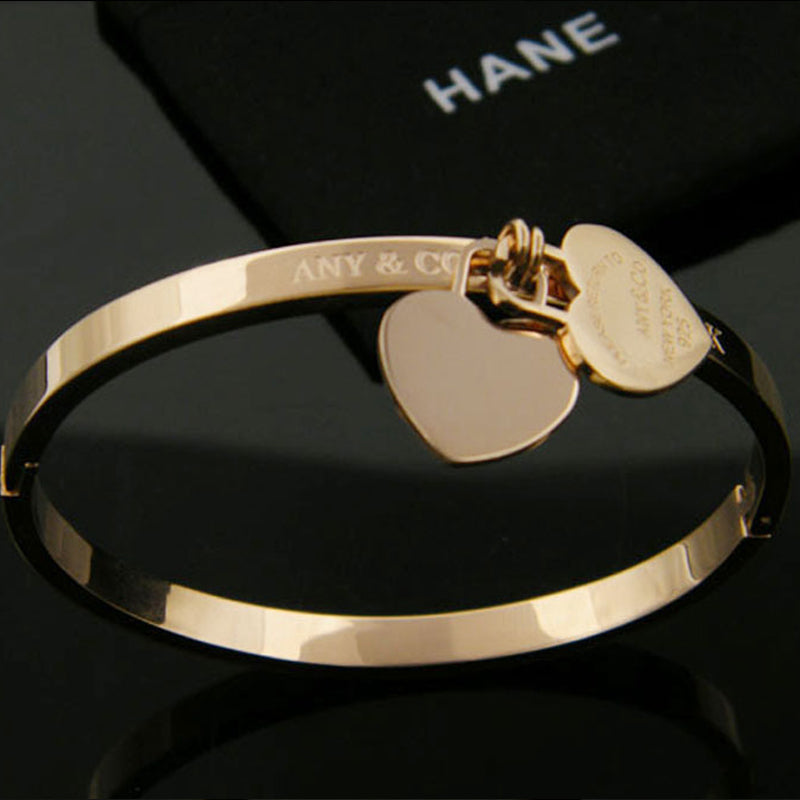 TB45 New Fashion Titanium steel bracelet bangle for Women gift Couples Cubic Zirconia Wedding gift