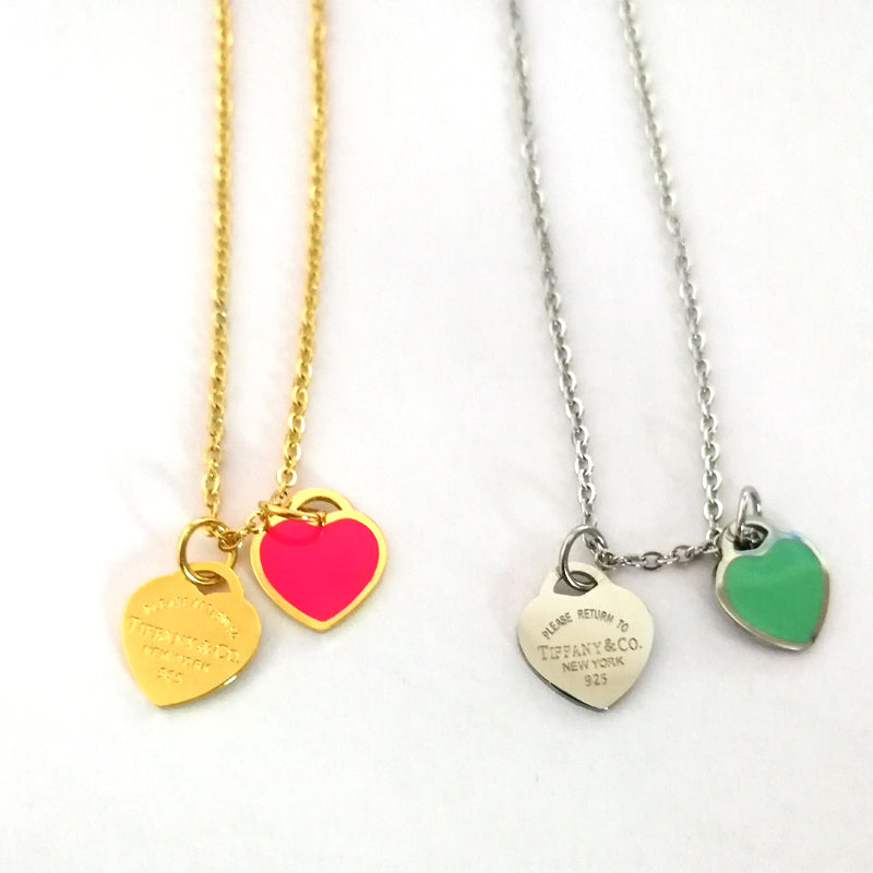 TN09 New Fashion Titanium steel Necklace for Women gift Couples Cubic Zirconia Wedding Necklace