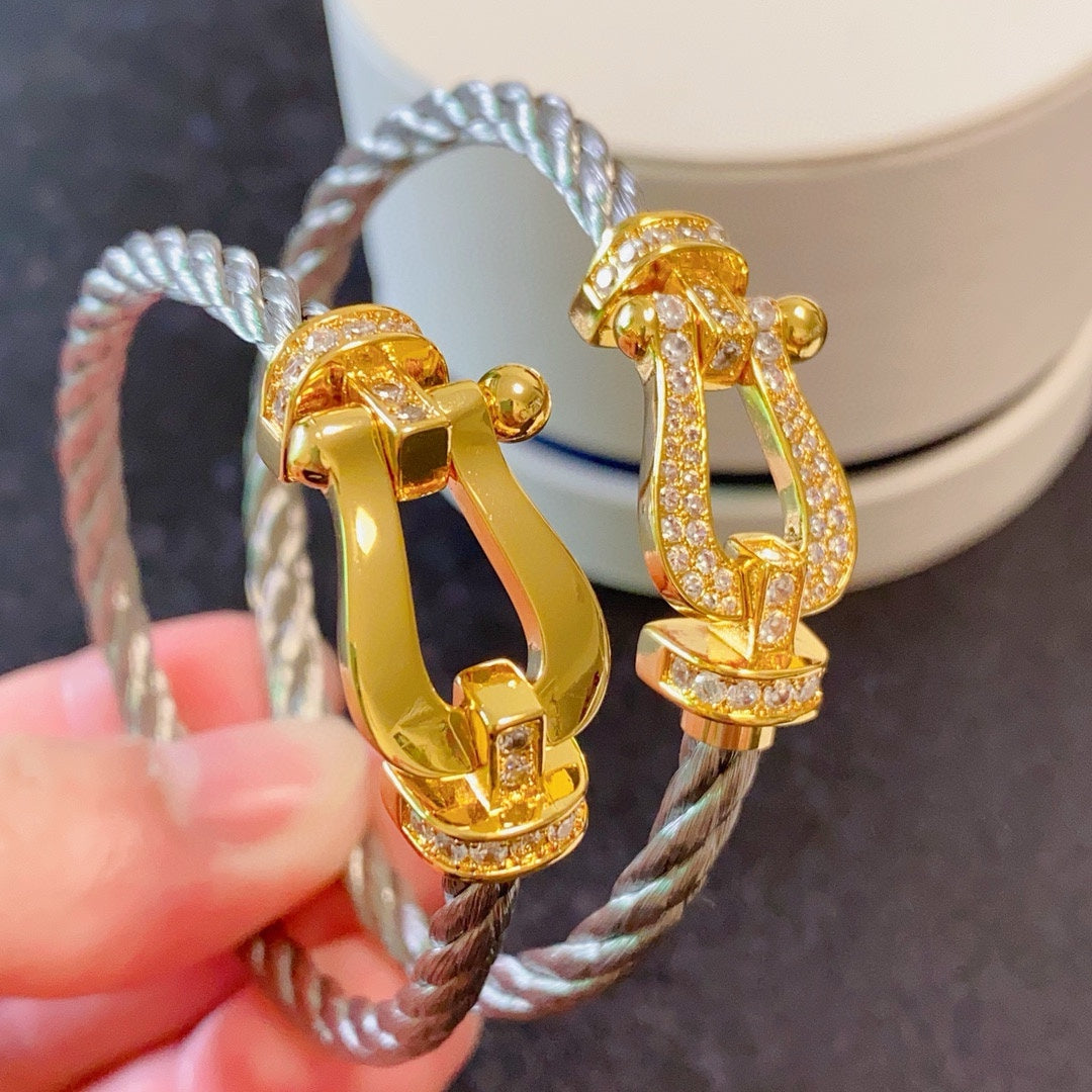 FEM20 designer bracelet luxury jewlery designer for women Fred Horseshoe buckle bracelet with stone and no stone and full of stone 3 styles