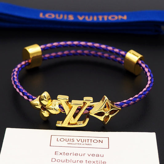 LEM388  New Fashion Open Flower Bracelet Metal Letter Wristband Bracelet Couple Accessories for Woman