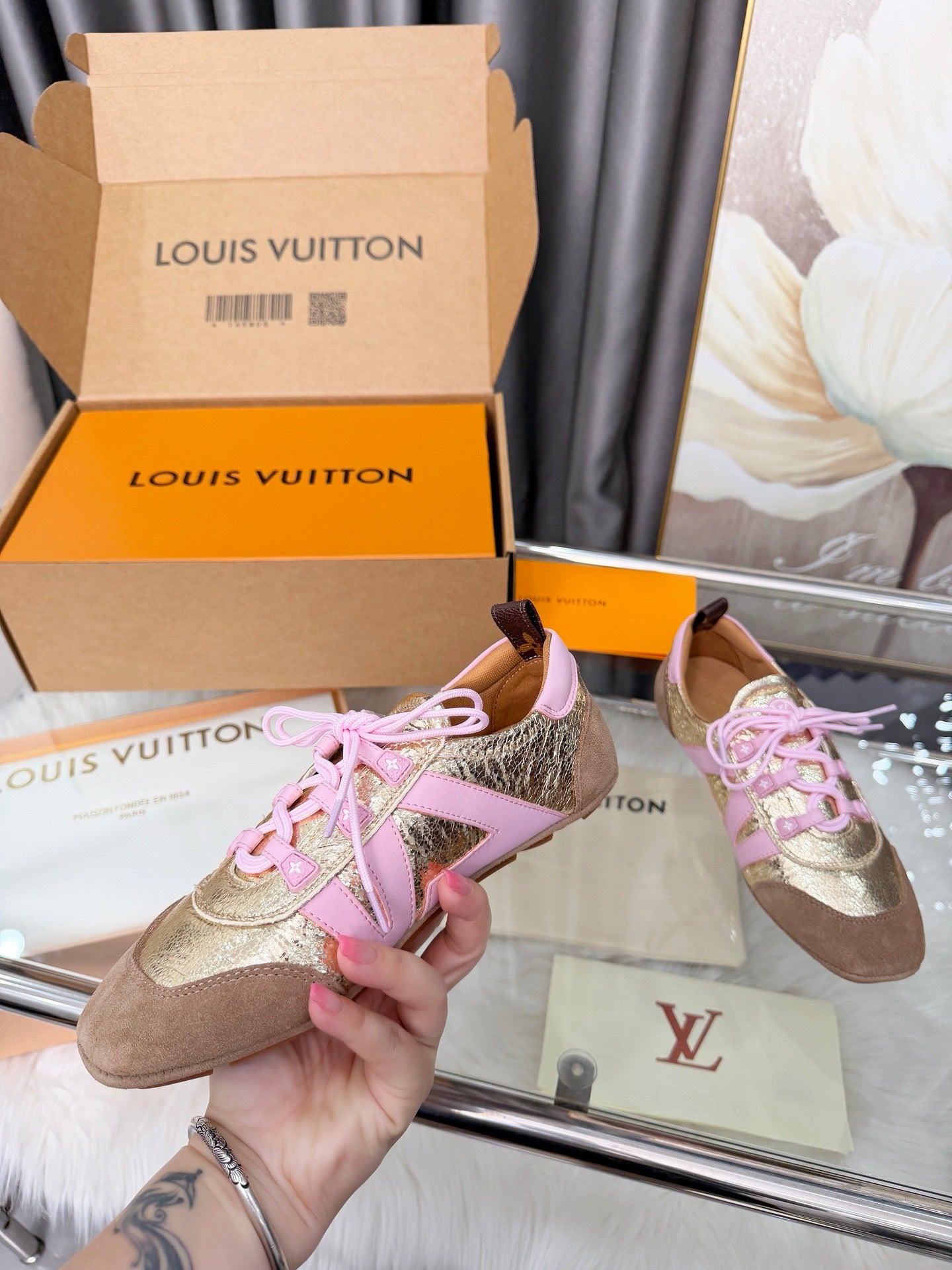 LEM381 Designer Shoes trainer women Sneakers shoes for women pink brown green color high quality size 35 to 41