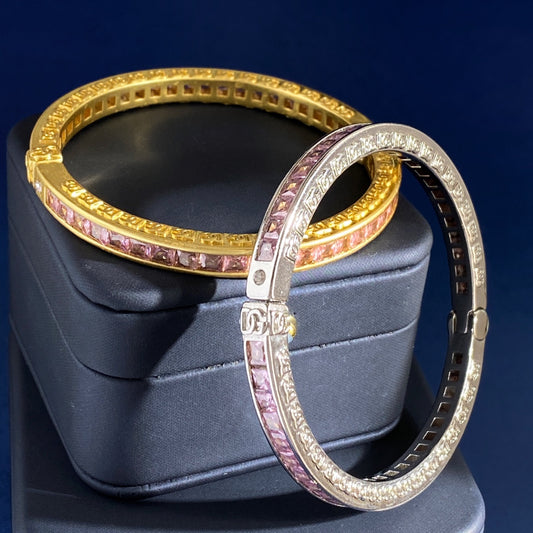 DGEM01 New Arrive Fashion  Hot Sale  Brass Crystal Square Diamond Love Braclet for Woman Jewelry To Choose Gift