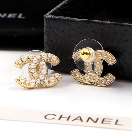 CEM191 Classic Titanium Steel Earring Designer 18K Gold Cubic Pearl Pendant Stud Earring  Women Mens  Love Promise Jewelry