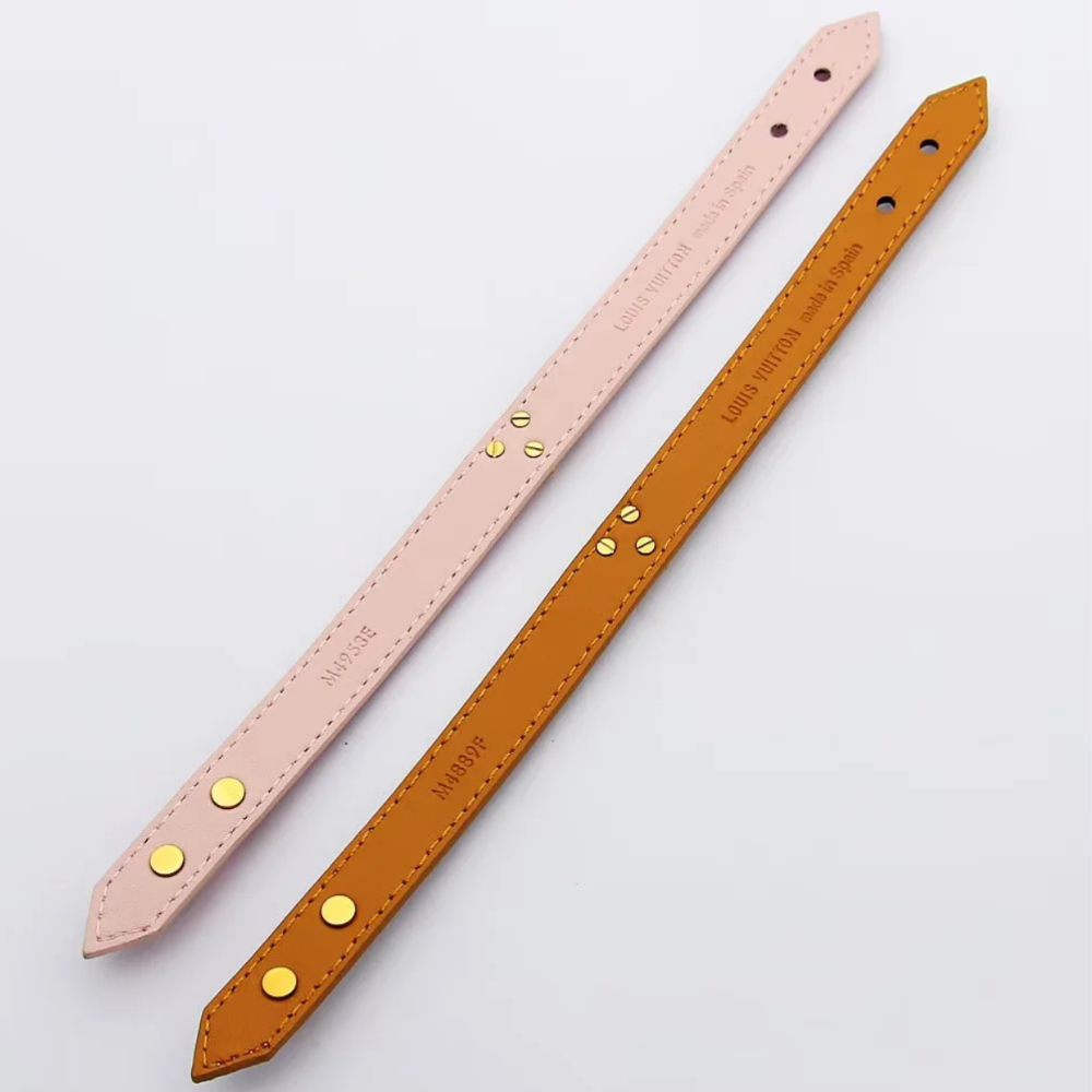LEM519 Luxurious designer jewelry leather 18K gold-plated stainless steel bracelet gift option
