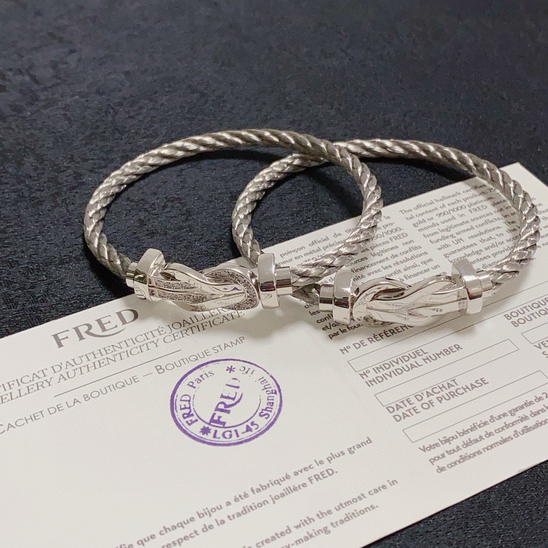 FEM20 designer bracelet luxury jewlery designer for women Fred Horseshoe buckle bracelet with stone and no stone and full of stone 3 styles