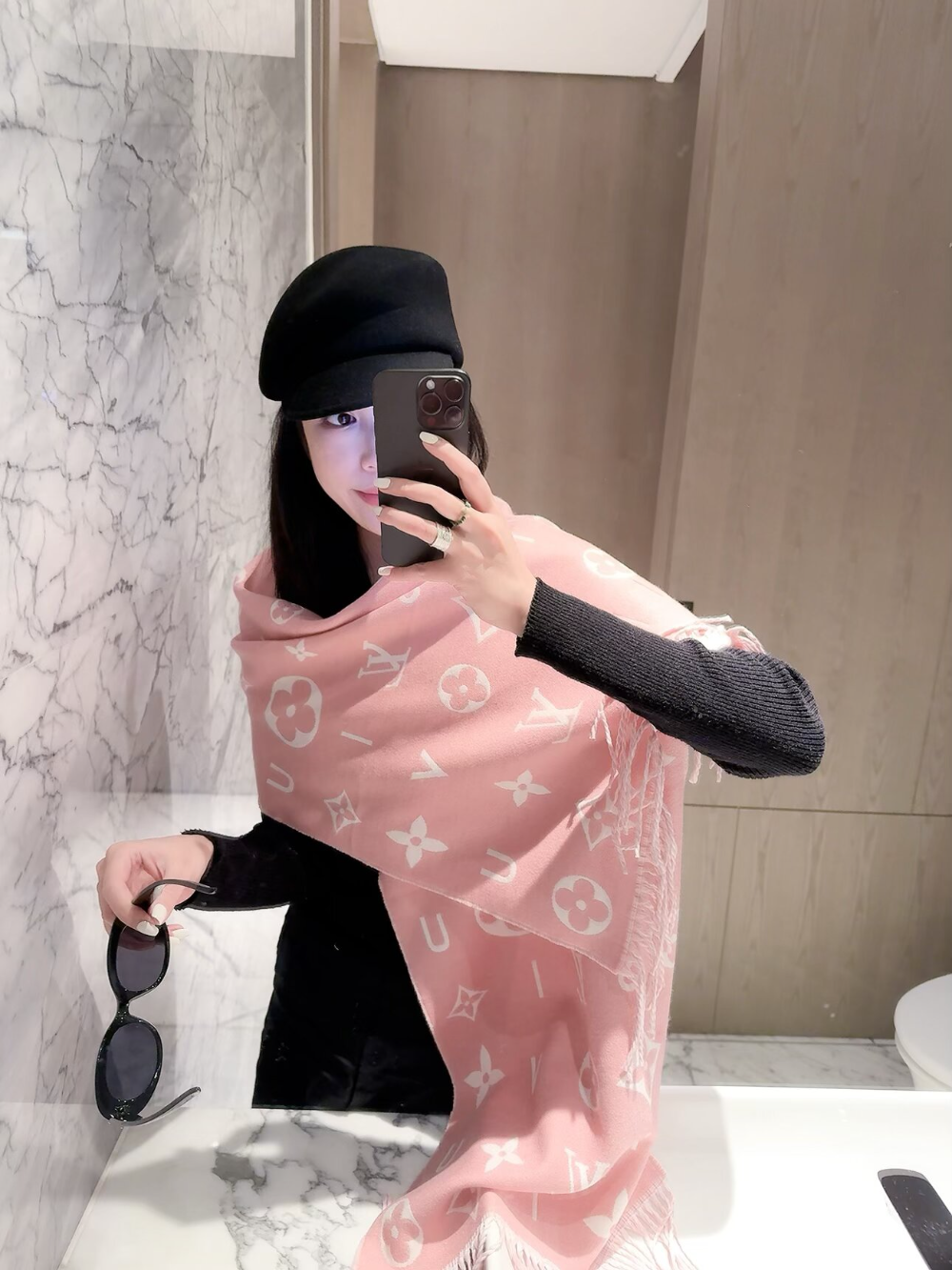 LEM546 new arrive  Hot sale black pink color fashion beautiful  scarf  for woman gift  to choose size 180*45cm