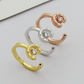 CEM273 The new diamond-patterned ash stone open-ended ring is a luxurious and high-end fashion and exquisite finger ring. It is a beautiful gift for women and can be given as a gift option