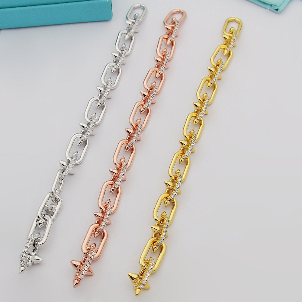 TEM02 Full diamond  Bracelets for women  Bangles men charm bracelet Couple Jewelry