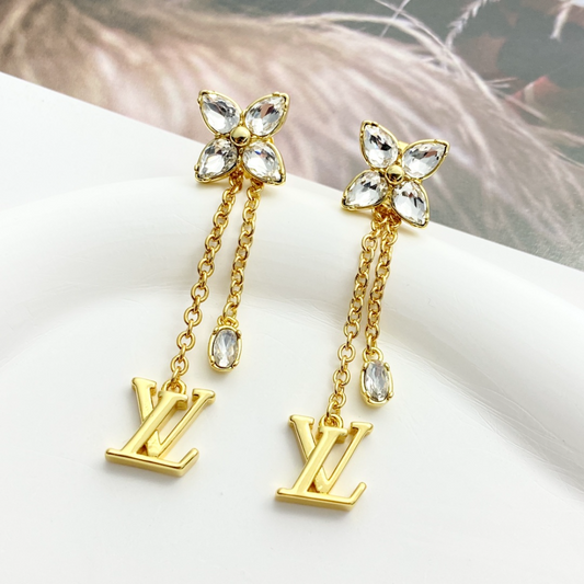 LEM395 New Arrive Fashion Gold Color Long Tassel letters Earring  for Woman Jewelry Beautiful Jewelry To Choose Gift No with Box