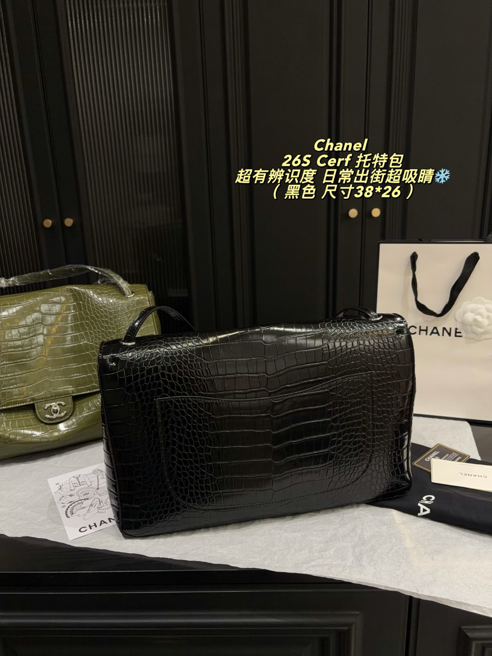 CEM353 New arrive fashion black green color bag for woman beautiful gift to choose gift size to choose 38*26cm