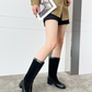 CEM297 New style color-matched fashion boots with thick heels and soft soles stylish and versatile mid-calf women's boots 4 cm taller