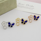 VEM36 New enamel butterfly four-leaf clover double flower ring - a luxurious niche high-end and fashionable design with an elegant style for the finger