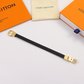LEM402 New Fashion Open Flower Gold Color Bracelet Metal Letter Wristband Bracelet Couple Accessories for Woman