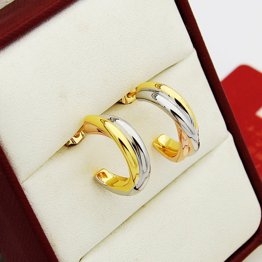 CREM212 New Arrive Fashion  Hot Sale Three-color Three-ring C-shaped Earring  for Woman Jewelry To Choose Gift