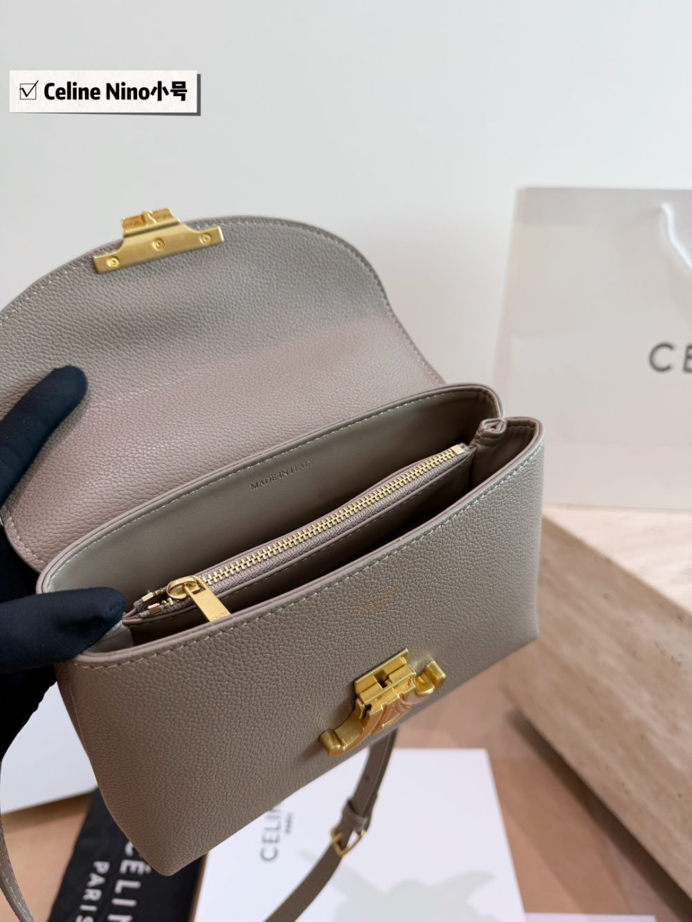 CLEM50 New arrive fashion black grey bag for woman hands bag beautiful gift to choose gift  20x13cm