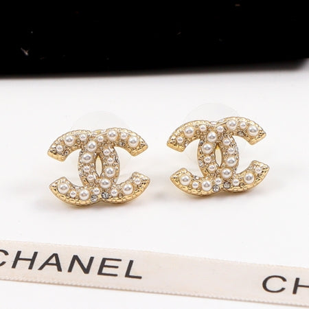 CEM191 Classic Titanium Steel Earring Designer 18K Gold Cubic Pearl Pendant Stud Earring  Women Mens  Love Promise Jewelry