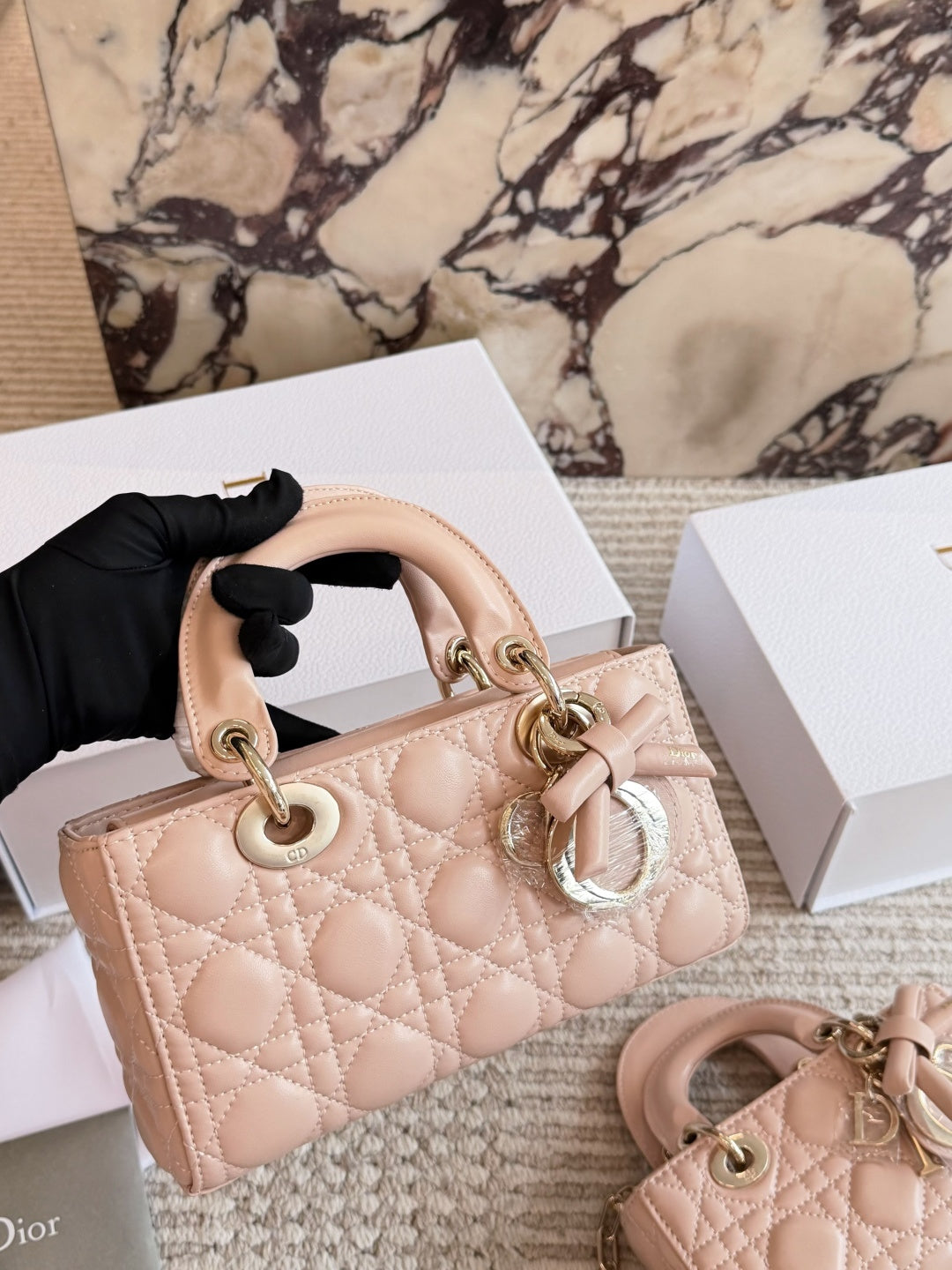 DEM302 New Designer Classic diamond-patterned bow handbag black white pink color women bag