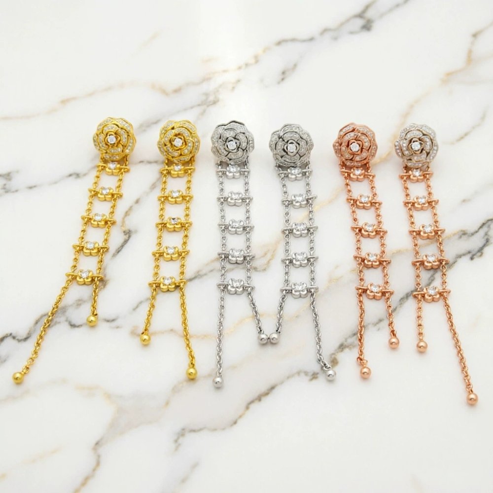 CEM287 New Arrive Silver Gold Color Rose Gold Earring Fashion Design Earring Charm for Women Jewelry  9.5cm Long