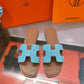 HEM107 New arrive fashion blue and black color H shose for woman beautiful Slippers gift to choose