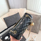 CEM243 New Designer Lambskin Leather Quilted Tabby Handbags Gold Hardware Chains Letter C Hasp Shoulder Bag