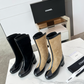CEM297 New style color-matched fashion boots with thick heels and soft soles stylish and versatile mid-calf women's boots 4 cm taller