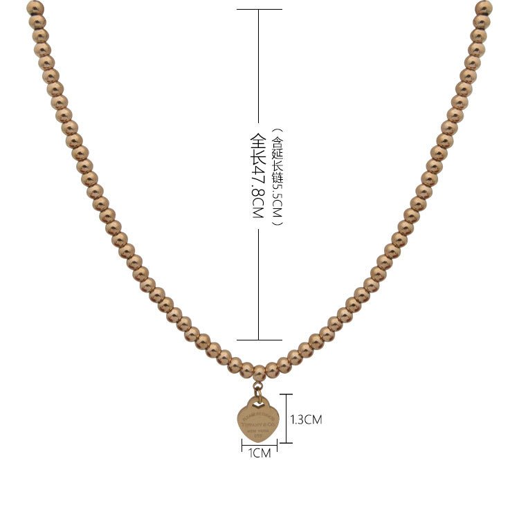 TEM40  New Fashion Titanium Steel Gold Silver Rose Color Love /Necklace for Women Charm Necklace Couples Gift