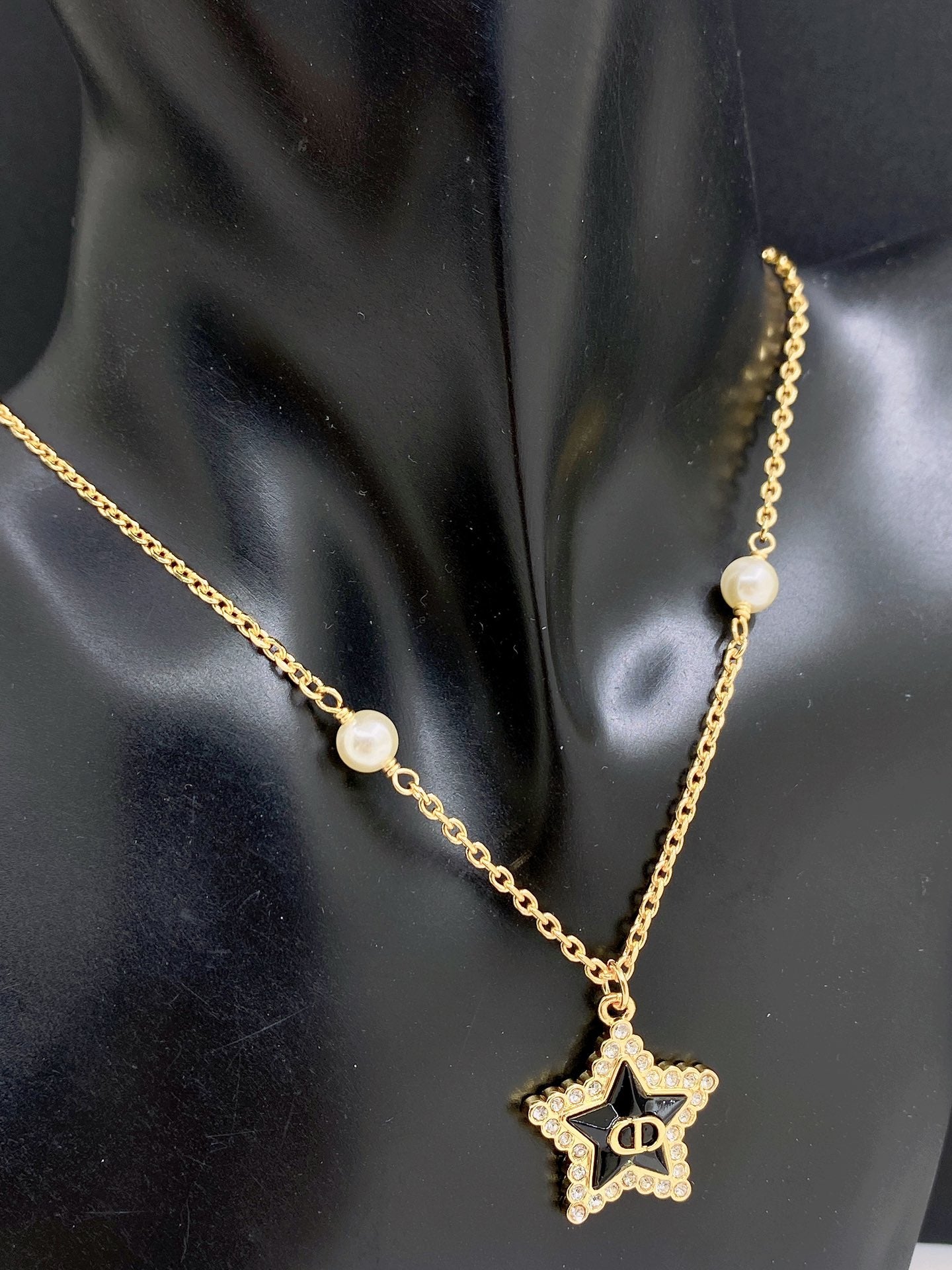 DEM289  New Arrive Fashion  with Diamond Stars Pearl  Necklce for Woman Brass Material Jewelry To Choose Gift